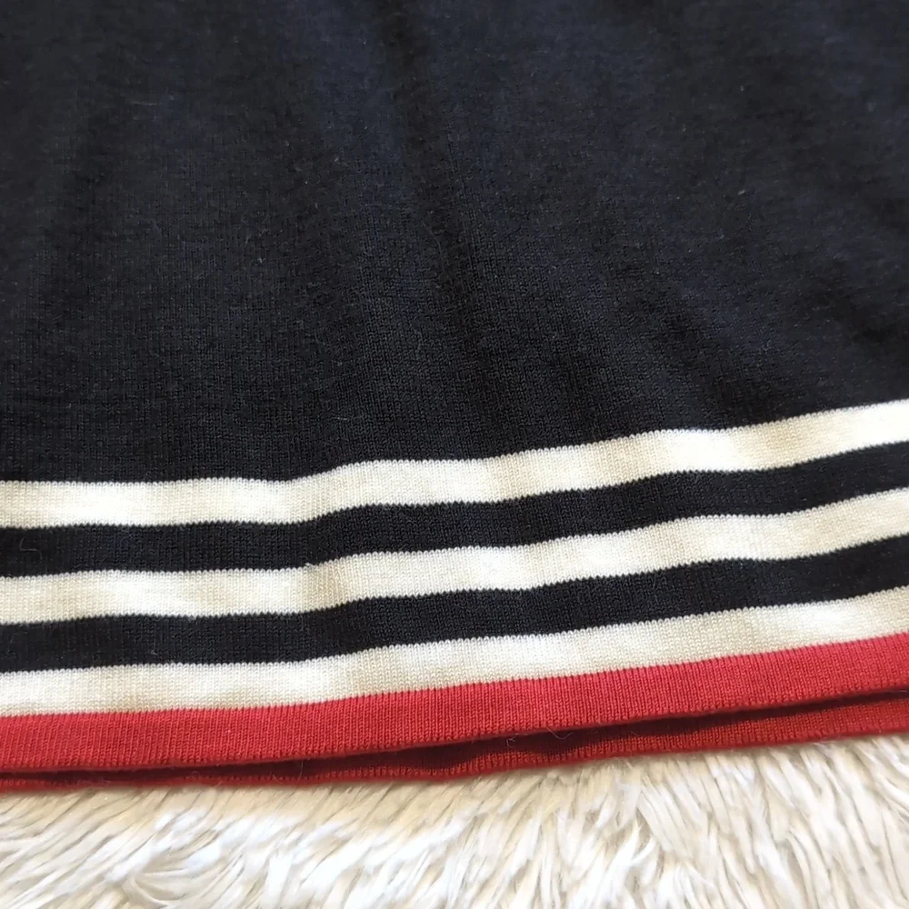 NWT JH Black Knit A Line Sweater Dress With Contrast Striped Hems Size Medium